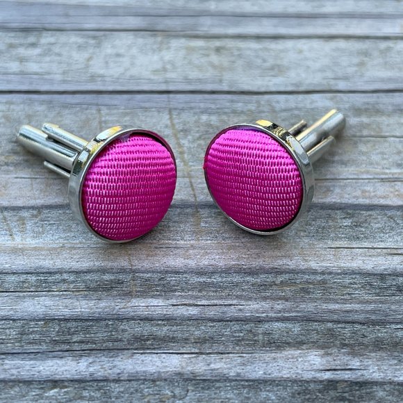 Men Cuff links Pink Silver Tone Jewelry Dress Shirt Fashion Cuff Links Stud New - Picture 6 of 8